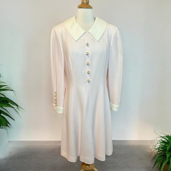 Vintage NWT RICKIE FREEMAN FOR TERI JON Collared A-Line Button Front dress sz 10 - Picture 1 of 16